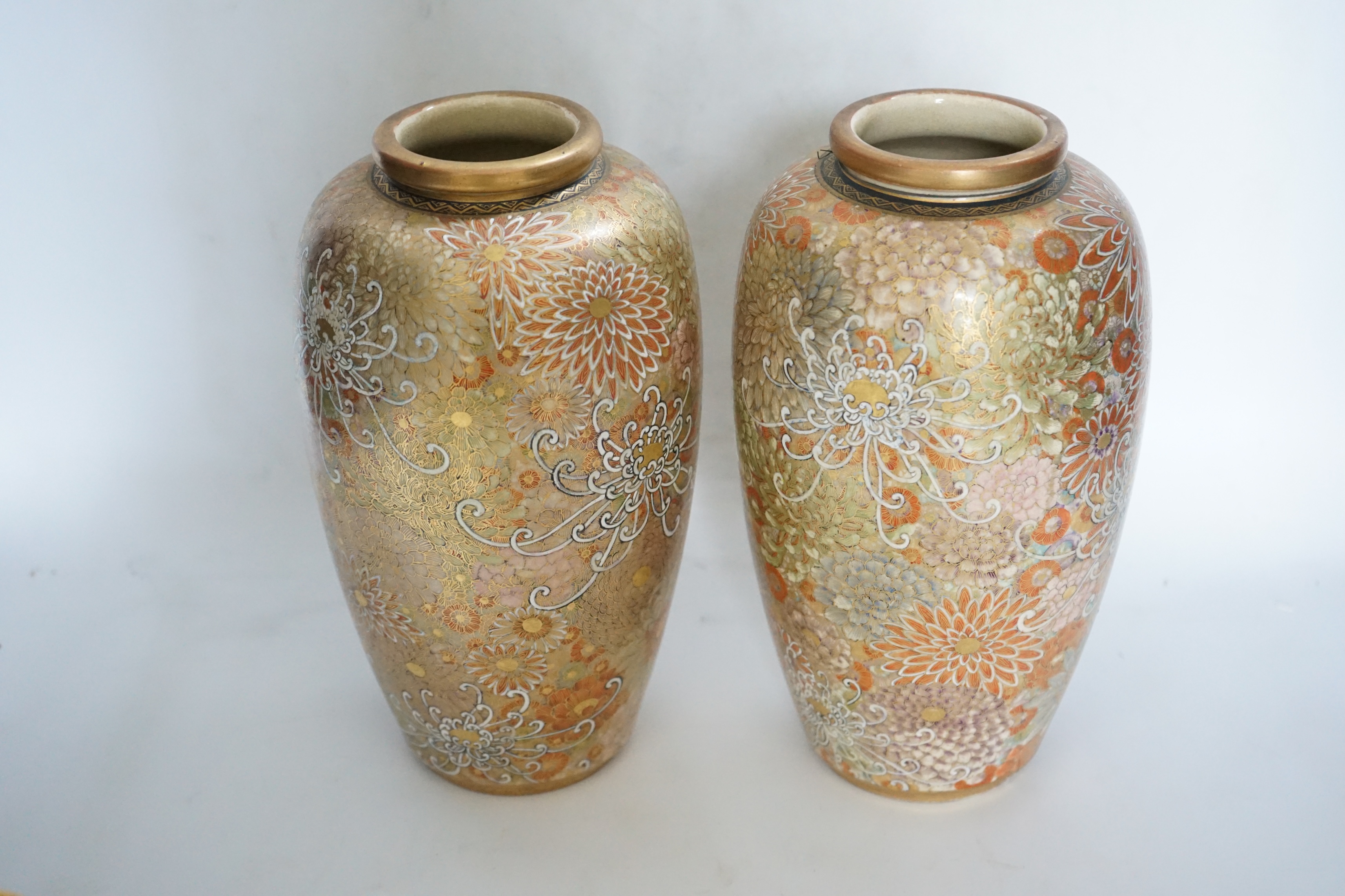 A pair of late Satsuma baluster vases